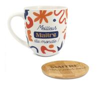 SUD TRADING COMPANY Coffret café (mug et dessous de verre) modèle Meilleur maître du monde