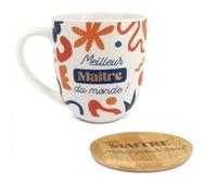 SUD TRADING COMPANY Coffret café (mug et dessous de verre) modèle Meilleur maître du monde
