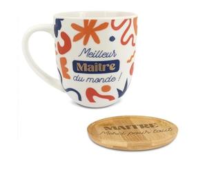 SUD TRADING COMPANY Coffret café (mug et dessous de verre) modèle Meilleur maître du monde