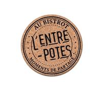 SUD TRADING Décoration murale L'entre potes - en Bois et Liège - Diamètre 28 cm - Profondeur 1.8 cm