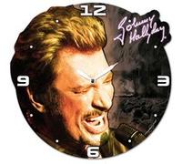 SUD TRADING Horloge Johnny Hallyday en bois 32 cm NOIR