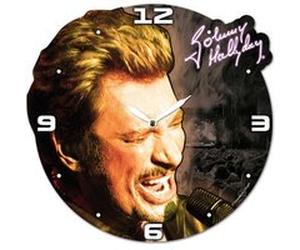 SUD TRADING Horloge Johnny Hallyday en bois 32 cm NOIR