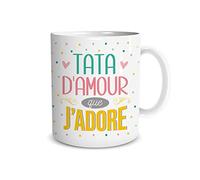 Mug - Tata d'amour - Porcelaine - Impression recto/verso - 9.5cm de hauteur - 8cm de diamètre