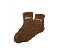 SUD TRADING Paire de chaussettes paillettes boudeuse marron