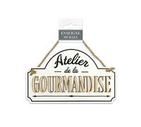 SUD TRADING Plaque à suspendre atelier de la gourmandise - Largeur 19 cm - Hauteur 12 cm