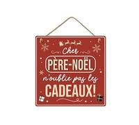 SUD TRADING Plaque à suspendre Noël - Père noël - Hauteur 20 cm - Largeur 20 cm - Profondeur 0.5 cm