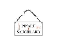 SUD TRADING Plaque à suspendre relief - Pinard et sauciflard - Hauteur 10 cm - Largeur 20 cm - Profondeur 1 cm