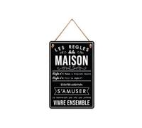 SUD TRADING Plaque à suspendre relief - Règles de la Maison - Hauteur 30 cm - Largeur 20 cm