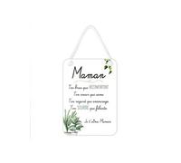 SUD TRADING Plaque à suspendre verte en relief maman - Hauteur 20 cm Blanc
