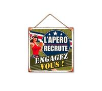 Rétro Plaque Deco Metal 20x20 Cm L'Apero recrute Engagez Vous