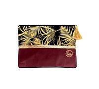 SUD TRADING Porte monnaie velours Noir et Bordeaux - Largeur 14.5 cm - Hauteur 10 cm