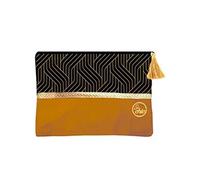 SUD TRADING Porte monnaie velours Noir et Or