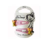 LUNGAR Set de 2 pinces clic clac les 7 nains - En métal - Couleur Rose - 5 cm