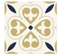SUD TRADING Set de 6 stickers carreaux de ciment Beige Or et Bleu 15 x 15 cm BEIGE G