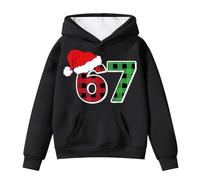 Sudadera 67 Meme NiñO - Sudadera Con Capucha de forro Polar Para niñas Con Estampado numérico Manga Larga y bolsillo delantero cómoda Ideal temporada otoño Invierno festivo