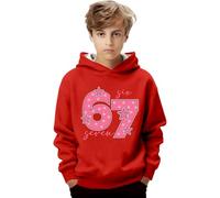 Sudadera 67 NiñA - Sudadera Con Capucha gráfica Para niños y de Manga Larga Con Estampado Top Deportivo Informal cómodo y moderno