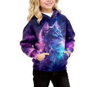 Sudadera Con Capucha Para niñas Con Estampado Completo de animales, Tejido de algodón Suave y transpirable, Ideal Para USO diario y juegos al Aire Libre, Tallas 4-7 años (Purple, 8-9Years)