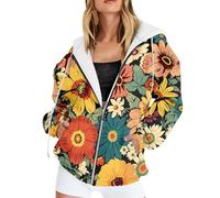 Sudadera con capucha y cremallera de corte holgado para hombre y mujer, tejido suave y transpirable ideal para el día a día, chaqueta informal con estampado único, tallas L a XXXL (Multicolour, XS)