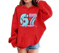 Sudadera Six Seven NiñO - Sudadera Con Capucha de Moda Para niñas suéter de Invierno Con Estampado de Hielo ropa de Abrigo Informal de Polar y cómodo