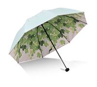 SudaTek Arbre vert Parapluie pliants compact et pliable, Parapluies de voyage couche double Protection UV Sunblock UPF 50+ Parasol Parapluie soleil/pluie(Grün)