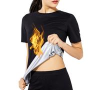 Sudation T-Shirt Top Manche Courte Amincissante Ventre Plat Maigrir Sauna Suit Shapewear Costume D'entraînement Formateur Shaper Exercice Fitness Gym Yoga Sport Vetement Débardeur Gilet Femme