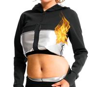 Sudation Veste Top Manches Longues Amincissante Ventre Plat Maigrir Sauna Suit Capuche Shapewear Costume D'entraînement Formateur Shaper Exercice Fitness Gym Yoga Sport Femme