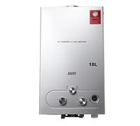 SUDEG Chauffe-eau à Gaz 18LPM,Chauffe-eau Instantané 36KW,Chauffe Eau LPG,Pression d'eau de Démarrage Super Basse, Affichage Numérique Instantané avec kit de Pomme de Douche Plaqué, Argent