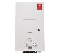SUDEG Chauffe-eau à Gaz 18LPM,Chauffe-eau Instantané 36KW,Chauffe Eau LPG, Pression d'eau de Démarrage Super Basse,36KW Affichage Numérique Instantané avec kit de Pomme de Douche Plaqué,Blanche