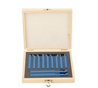 SUDEG Outils de tour Bits, 11 pièces Burins en Carbure de Tungstène,Jeu de Burins de Tournage en Carbure,8 x 8 mm Tipped Weld Fraisage Set doutils de Coupe, Tournage Jeu doutils avec Caisse en Bois
