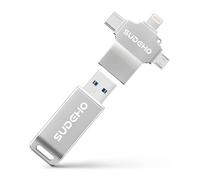 SUDEHO Clé USB certifiée MFi 256 Go pour iPhone, 4 en 1 avec USB 3.0 haute vitesse, lecteur flash pour iPhone/iPad/Android/PC/Mac e sauvegarde pour photos, vidéos et musique, argent