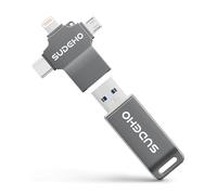 SUDEHO Cle USB iPhone 128 Go MFi Certifiée, 4 en 1 Clé USB C pour iPhone/Pad/Mac/Android/PC, Clef 3.0 Grande Vitesse Flash Drive Mémoire Externe Stick pour Stockage Photos/Vidéos/Musique(Noir)
