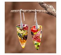 Sudemota Boucles d'oreilles Pendantes pour Femmes 1 Paire de Boucles d'oreilles à Crochet en Forme de Bouclier coloré for Femmes (Size : Silver)