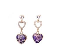 Sudemota Boucles d'oreilles Pendantes pour Femmes 1 Paire de Boucles d'oreilles Pendantes en Forme de cœur for Femme (Size : Purple)