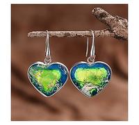 Sudemota Boucles d'oreilles Pendantes pour Femmes 1 Paire de Boucles d'oreilles Pendantes for Femmes en Forme de Coeur Vert (Size : Gold-Color)
