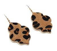 Sudemota Boucles d'oreilles Pendantes pour Femmes Abalone, Boucles d'oreilles Coquillage en Cuir Velours Diamant géométrique Mode imprimé léopard (Color : Leopard Print)