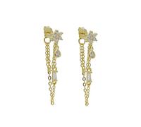 Sudemota Boucles d'oreilles Pendantes pour Femmes Boucles d'oreilles 925 Bijoux en Argent Sterling Mignon Belle Minuscule CZ Charme Gland chaîne Romantique Fleur Boucle d'oreille (Color : A Gold)