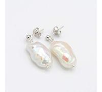 Sudemota Boucles d'oreilles Pendantes pour Femmes Boucles d'oreilles créoles Clous 12-18 mm Perle Blanche Boucles d'oreilles en Argent Sterling 925 Classique Bijoux Fins (Color : B)