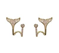 Sudemota Boucles d'oreilles Pendantes pour Femmes Boucles d'oreilles dorées en Forme de Queue de Poisson légère en Argent Sterling 925