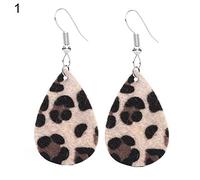 Sudemota Boucles d'oreilles Pendantes pour Femmes Cintre en Forme de Larme en Cuir d'impression de Pointe de panthère Creuse Cummer