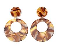 Sudemota Boucles d'oreilles Pendantes pour Femmes Cummer Hollow Orbicular Oreille Géométrique Oreille Stud Gathering (Color : Coffee)