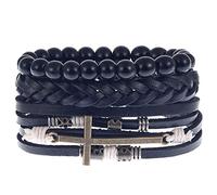 Sudemota Bracelet 2023 Nouveaux Hommes Simple Vintage tissé Bracelet en Cuir Alliage Guitare Bracelet en Cuir Ensemble 40 Mm Cerceau