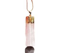 Sudemota Colliers 1 pc Pendentif en Pierre de plâtre Naturel incrusté de Dents d'améthyste chaîne en Or chaîne en Argent Collier Ras du Cou Bijoux (Color : B-2)