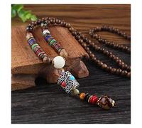Sudemota Colliers 2021 Nouveau Vintage Style Ethnique Lotus Corne de Boeuf Bois perlé Pierre pendentifs et Colliers déclaration népal Collier Femmes Hommes Bijoux (Size : Style8)