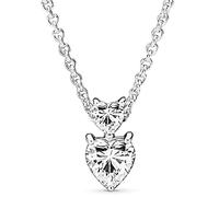 Sudemota Colliers Collier chaîne Pendentif Dainty personnalisé for Femmes Collier Bijoux Collier Double Coeur Couronne O Pendentif t-Bar étincelant