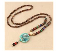 Sudemota Colliers Collier Ethnique Fait Main Indien bohème népal Mala Bouddhiste Perles de Bois tibétain Poisson Pendentif Longue déclaration Colliers Femmes Hommes (Size : Style4)