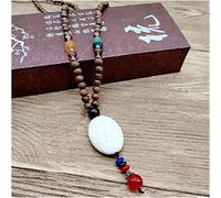 Sudemota Colliers Collier népalais Fait à la Main Bouddhiste Mala Bois Perles Pendentif et Collier Ethnique Longue déclaration Bijoux (Size : Style28)