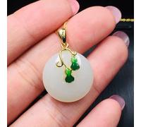 Sudemota Colliers Collier Pendentif en Jade Naturel découpant Une amulette Porte-Bonheur, Pendentif en Jade Blanc avec Boucle de Paix for Femme
