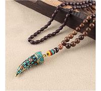 Sudemota Colliers Fait à la Main Népal Bijoux Bouddhiste Mala Bois Perles Pendentif Collier Ethnique Ox Corne Long Déclaration Collier (Size : Style1)