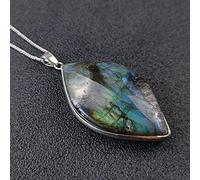 Sudemota Colliers Naturel Flash Labradorite Pierre Brute pendentifs Collier Formes aléatoires Mode Breloques créativité Bijoux à bricoler soi-même (Color : Silver Necklace)