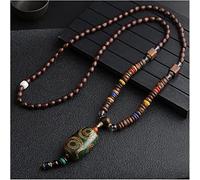 Sudemota Colliers Vintage Fait à la Main népal Collier Bouddhiste Mala Bois Perles Pendentif Collier Ethnique Corne Poisson Longue déclaration Bijoux (Size : Style3)